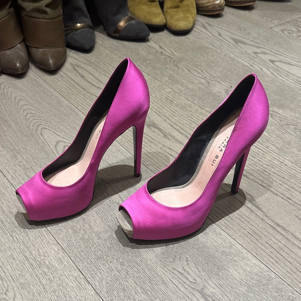 Barbara Bui Fuchsia Peep-Toe Heels